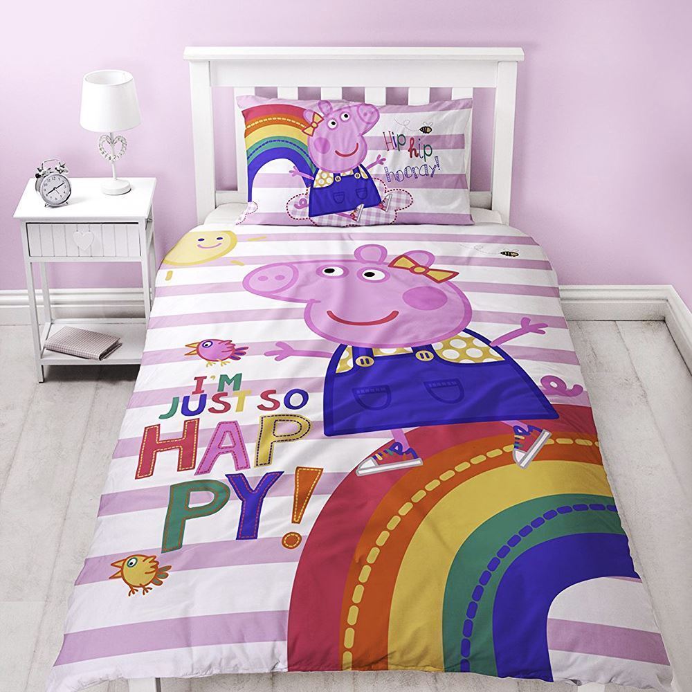 Peppa Pig ""Hooray"" Design Single Panel Duvet Quilt Cover Set