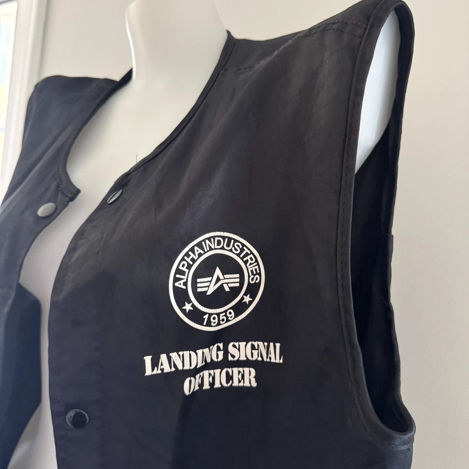 ALPHA INDUSTRIES Chaleco LSO Negro Señal de Aterrizaje Oficial Marina Departamento Defensa L De Colección Foto 4 de 4