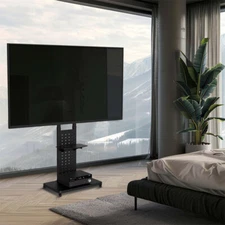 32"-65" Floor TV Stand Wheeled TV Mount Bracket Rotate Vertically Horizontally