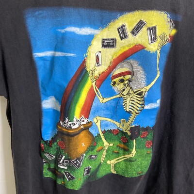 Vintage 90's Grateful Dead Mens T Shirt Skeleton End Of Rainbow