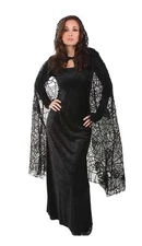 BLACK SPIDER WEB CAPE sheer witch vampire sexy womens halloween costume