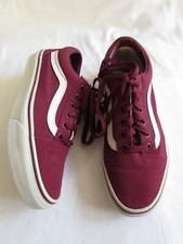 Vans Unisex Old Skool Canvas Shoes Burgundy Lace-Up Sneakers Women Sz 6.5 /Men 5