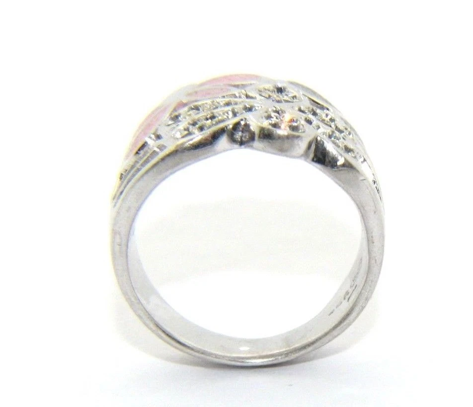 Donna Argento Sterling Fiore Progettato Anello, Set Con Clear Pietre Misura UK N - Immagine 4 di 4