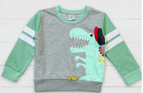 Boys Boutique Grey Dinosaur Sweatshirt 2T, 3T, 4T, 5/6