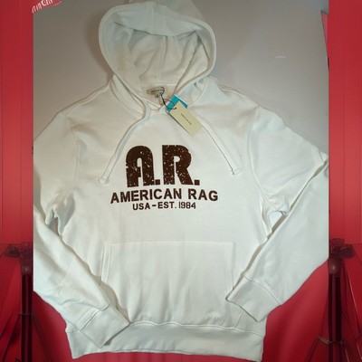NWT American Rag Hoodie Sweatshirt Adult XL Pouch Pocket WHITE NEW front Logo