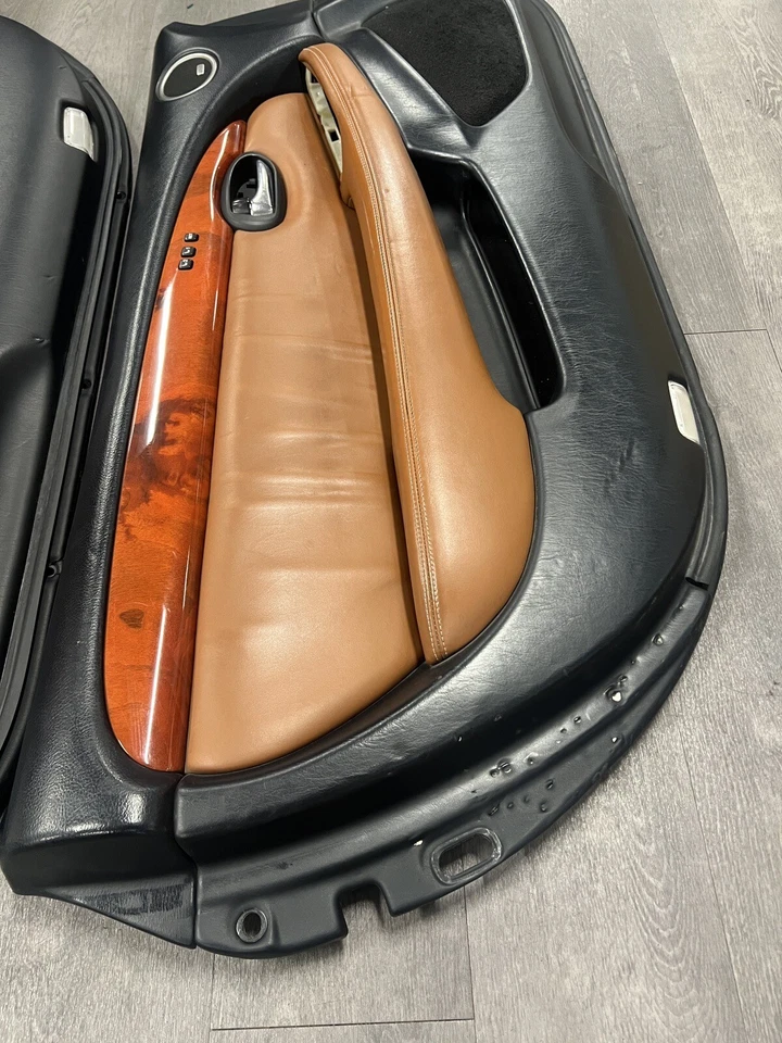 2002-2010 Lexus SC430 Interior Door Panels Set Pair Left Right Saddle on Black - Image 4 of 4