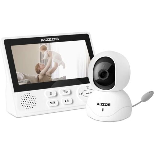 Moniteur de caméra pour bébé Aizzos, moniteur vidéo pour bébé 720P 5 pouces avec appareil photo - Photo 1/9