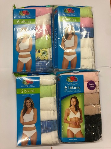 BIKINI FRUIT OF THE LOOM DONNA 24 PK COLORI ASSORTITI TAGLIA 9 SOLO 100% COTONE - Foto 2 di 3