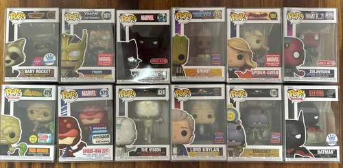 Funko POP Exclusive Lot of 12 HTF Mint Vaulted Marvel Avengers Spider-Man + MORE