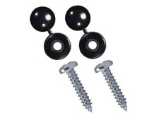 2x Vehicle Reg Registration Number Plate Screws Black Hinged Caps