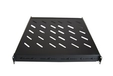 1U 19" 4-Post Fixed Vented Server Shelf Rack Mount, Adjustable 17-33in, Black
