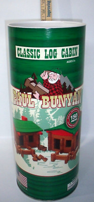 Classic Log Cabin Paul Bunyan Real Wood 150 Piece Building Set #20076 New!