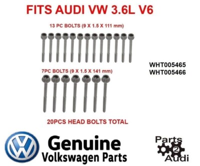 VW AUDI Engine Cylinder Head Bolts; Audi Q7, Porsche 3.6L V6; 20 PC ...
