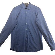 Hugo Boss Men's Size M Blue Striped Cotton Long Sleeve Casual Shirt