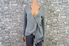 SARAH SPENCER DAMEN LAMMWOLLE ANGORA FEST FREIZEIT WICKEL STRICKJACKE GRAU S