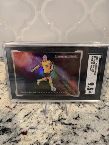 2021-22 Panini Obsidian Erling Haaland Black Colorblast SSP SGC 9.5