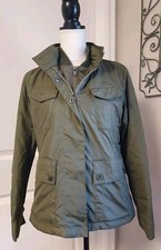 L-RL Ralph Lauren Jacket Womens Size Medium Army Green Coat Dble Zip With Hood