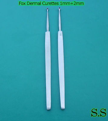 Fox Dermal Curettes 1mm+2mm Surgical Dermatology Instruments
