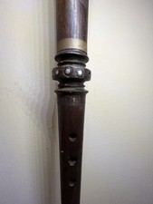 Vintage Ceremonial Bansuri Flute &ndash; India&ndash; Gilt Rings - Good Condition. 17 Inches