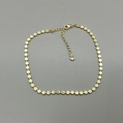 Anklet Gold Tone Disc Chain Bezel Crystal Charm Lobster Clasp Womens Jewelry