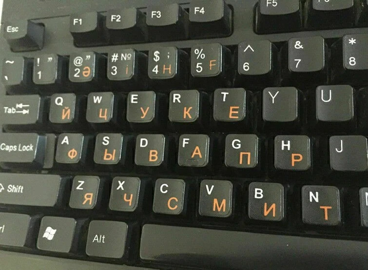 Russian Standard Keyboard Layout Sticker White Letters Black Replacement - Image 3 of 4