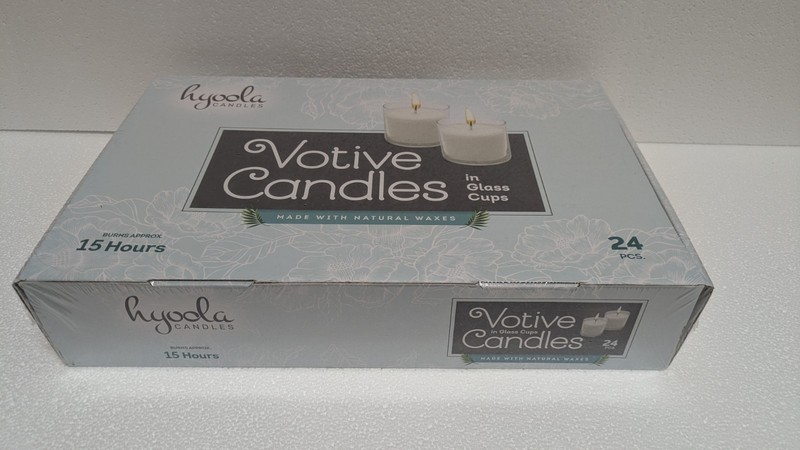 24 Pack Votive Candles In Glass Cups Unscented Natural Waxes 15 Hr Burn