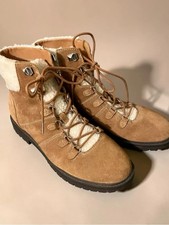 Marc Fisher Suede Leather Upper Lace-Up Shearling Ankle Boots size 9m