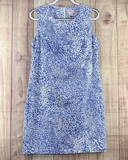 Persifor Blue White Animal Print A-Line Shift Dress Knee Length Sz M Sleeveless