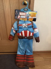Jazwares Boys Marvel Captain America Jumpsuit, Mask,  Shield Costume -  3T-4T 