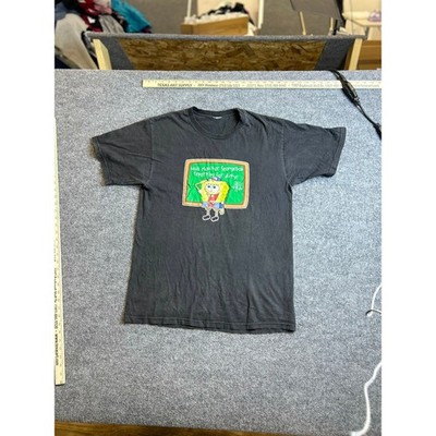 Nickelodeon T-Shirt Mens Size M Black SpongeBob Hall Monitor Graphic Faded Tee