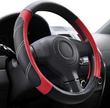 Steering Wheel Cover Leather 15 12 To 16 Inch Universal Large Soft Grip Red