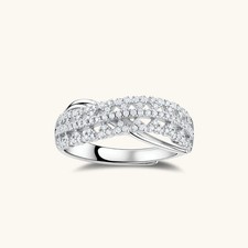 Genuine Mossanite Infinity Crossover Ring