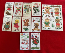 11 Vintage SUZY ZOO Christmas Stickers HOLIDAY WISHES Gifts SNOWMAN Bears SUZY