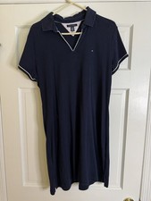 Tommy Hilfiger Women's Navy Blue V-Neck Polo Dress XL Short Sleeve