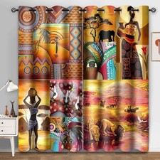 African Curtains Black African Woman Labor Ethnic Style Curtains Modern Art P...