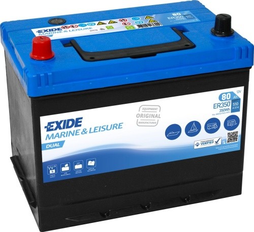Batterie Exide ER350 Dual 80Ah haute résistance aux cycles répétés