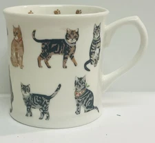 Cooksmart England 12 Fl Oz Fine China Coffee Mug With Tabby Cat Design