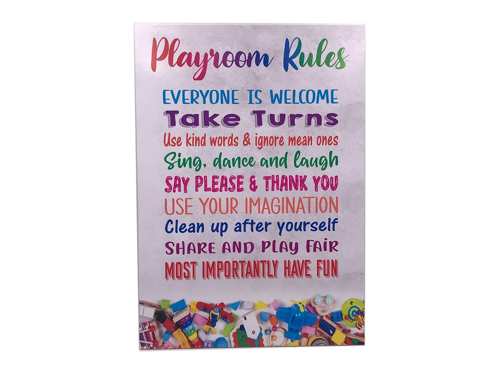 Colourful “Playroom Rules” Safety Sign – A4 ACM 297×210 mm with 4 Screw Holes