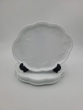 Indiana Colony Milk Glass White Harvest Grape Snack Luncheon Plate (Set Of 4)