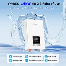 ORBEK 14kW Tankless Water Heater Electric 240V  for 2-3 Points of Use No Wait