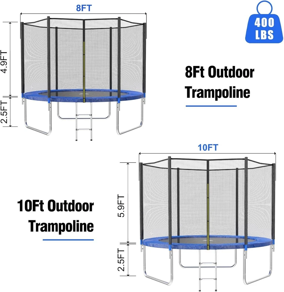 Best 8FT Round Trampoline with Safety Net, Ladder, Safety Pad & Outdoor Play Fun - Image 4 of 4