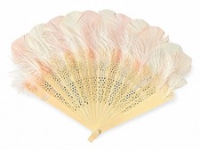 Antique Celluloid Feather Fan Pink Romantic Boudoir Victorian Style Vanity Decor