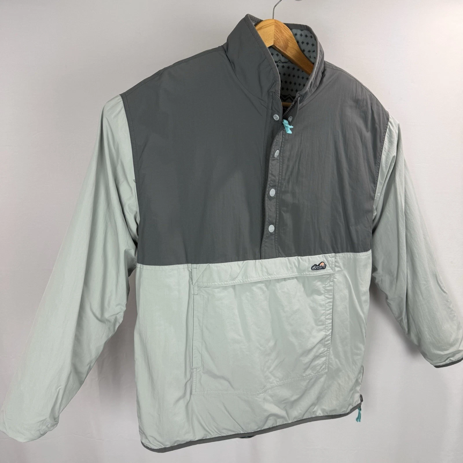 Chubbies Bear Hug Reversible 1/4 Zip Pullover Jacket Mens XL Gray Nylon Fleece - product detail image 1