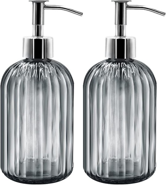 Seifenspender Glas 2Er Pack 400Ml NachfüLlbar FüR FlüSsigseife KüChe Bad-image
