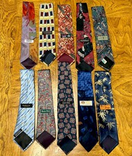 Lot Of 10 Assortment Mens Silk Textured Repp Neckties Variety Of Colors/Patterns