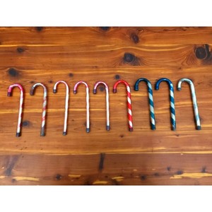 Vintage Mercury Glass Christmas Candy Cane Ornament Set of 9