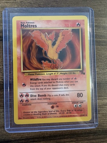 Moltres Pokemon TCG 27/62 Fossil Set Non Holo Rare Vintage MP