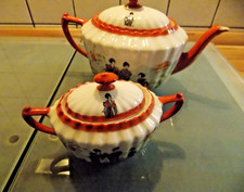 Vintage Japanisches  Geisha Porzellan Teekanne und Zuckerdose