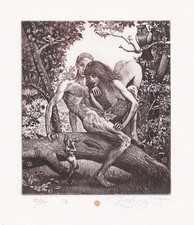 Exlibris Robert Baramov - Jack van Peer / Adam Eva Paradise Photo Engraving