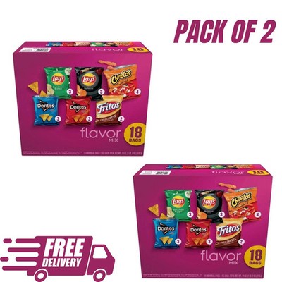 (PACK OF 2) Frito Lay Flavor Mix Chips Variety Pack, 1 oz, 18 Count Free Ship